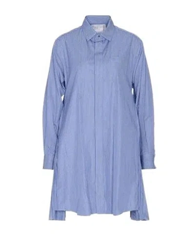 Sacai Lapel Long Sleeve Dress In Blue