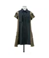 Sacai Chiffon-trimmed Paneled Satin And Crepe Mini Dress In Black
