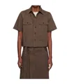 Sacai Lapel Short-sleeved Denim Jacket In Brown