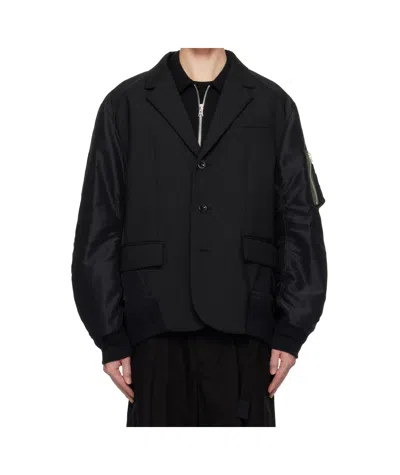 Sacai Lapel Suit Jacket In Black