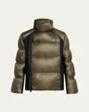 Sacai Layered Blazer Puffer Hybrid Wool Jacket In Khaki X Dnavy