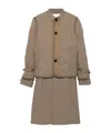 Sacai Layered Effect Quilted Coat In Brown