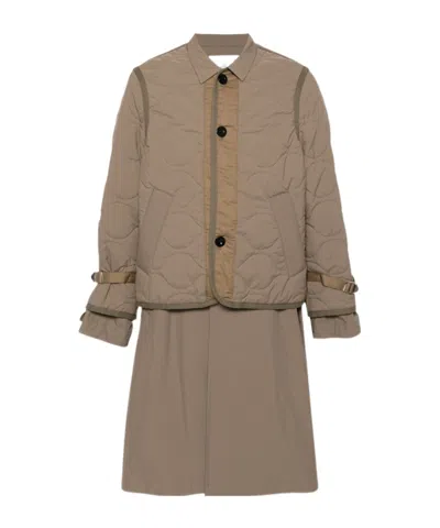 SACAI SACAI LAYERED EFFECT QUILTED COAT