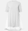 Sacai Layered Cotton Minidress In Gray