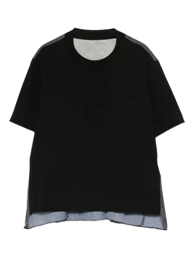 Sacai Layered Crew-neck T-shirt In Black