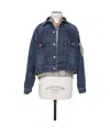 Sacai Womens Blue Khaki Bomber Shell-insert Relaxed-fit Denim Jacket In Blue