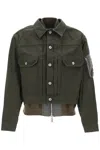 Sacai Layered Denim Jacket In Khaki