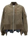 Sacai Khaki Nylon Twill Bomber Jacket In Neutrals