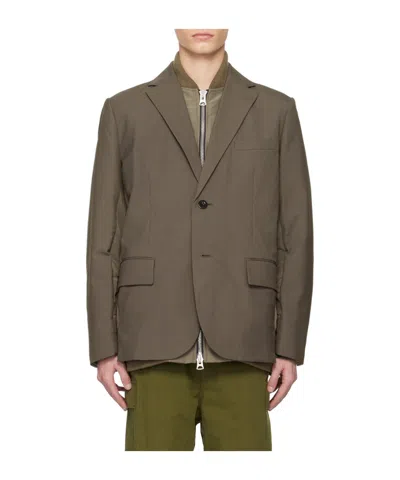 Sacai Layered-design Jacket In Green