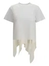 Sacai Jersey T-shirt With Polyester Detail In White