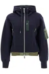 Sacai Sponge Sweat Deconstructed Hoodie In Navy×khaki (blue)