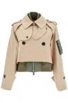 Sacai Layered Shell-trimmed Cotton-blend Gabardine And Knitted Jacket In Beige