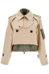 Sacai Layered Shell-trimmed Cotton-blend Gabardine And Knitted Jacket In Beige (beige)