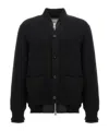 Sacai Cardigan Ribbed Texture Nylon Insert In Black