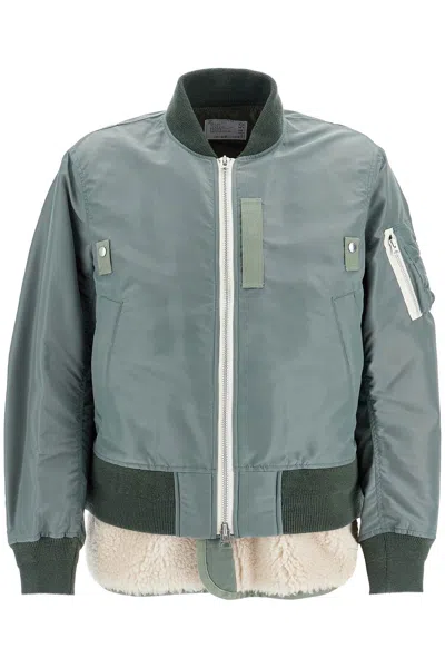 Sacai Layered Hybrid Bomber Jacket In Brown