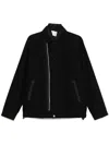 Sacai Buttoned Collar Cotton Jacket With Elasticized Hem In Black