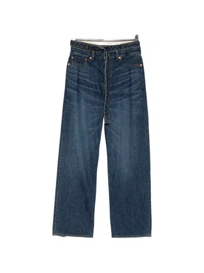 Sacai Layered Panel Jeans In Blue