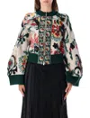 Sacai Layered Patterned Knit Sweatshirt In Ivory Multi