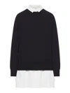 Sacai Short Dress With Layered Design And Button Detail In Black