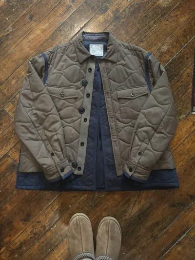 Pre-owned Sacai Layered Quilted Blouson In Brown