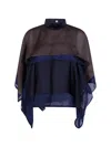 Sacai Sweater Satin X Chiffon Pullover In Multi