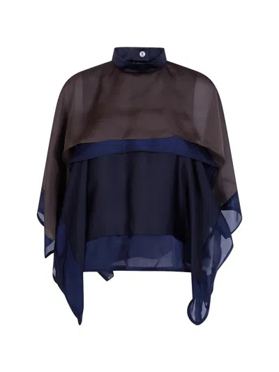 SACAI LAYERED SEMI-SHEER BLOUSE