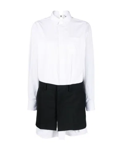 Sacai Layered Shirt Minidress In White