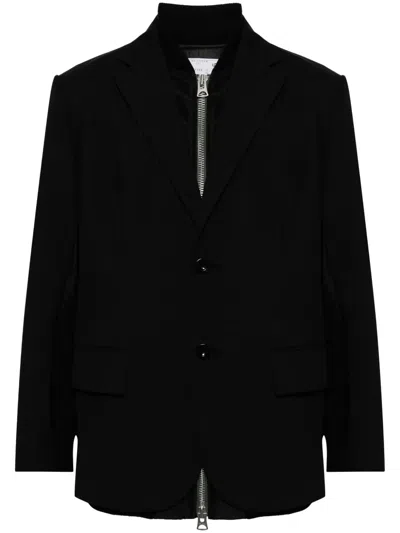 Sacai Layered Single-breasted Blazer In Black