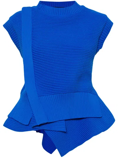 Sacai Layered Sleeveless Knit Top In Blue