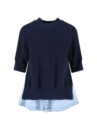 Sacai Layered Sweater In Blue