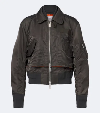 Sacai Layered Technical Bomber Jacket In Green