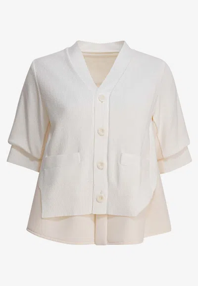 SACAI LAYERED V-NECK KNIT TOP