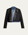 Sacai Layered Wool Denim Jacket In Black