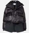 Sacai Layered Wool Down Jacket In Black