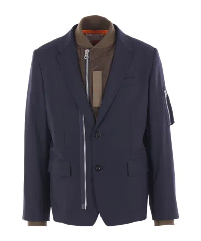 Sacai Patchwork Jacket In Blue