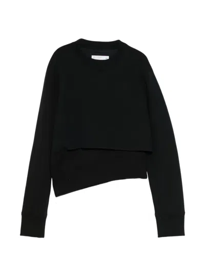 Sacai Layered-design Crew-neck Sweater In Black