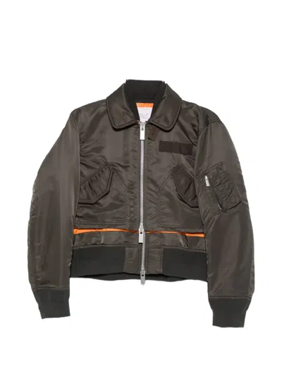 Sacai Layered-design Jacket In Brown