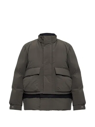 Sacai Layered-design Puffer Jacket In Grey