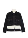 Sacai 레이어드 디자인 언피니시드 컷 재킷 In Black