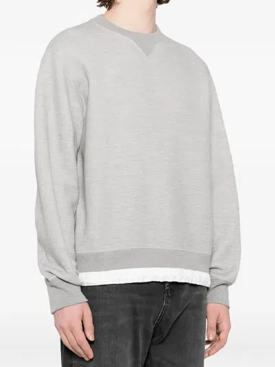 Sacai Layered-detail Crew-neck Sweater In Gray