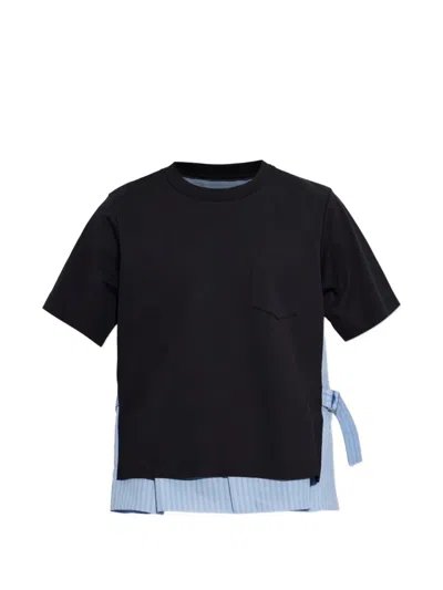 Sacai Layered-panel Chest-pocket T-shirt In Black