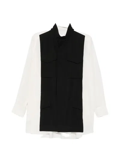 Sacai Layered-panel Zip-up Shirt In Multi