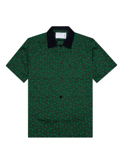 Sacai Leaf-print Shirt In Green