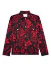 Sacai Leaf-print Shirt Jacket In Black