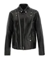 Sacai Snap-fastening Leather Jacket In Black