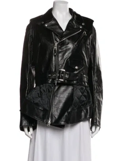 Pre-owned Sacai Leather Biker Jacket In Black