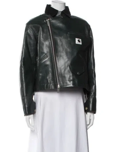 Pre-owned Sacai Leather Biker Jacket In Multi