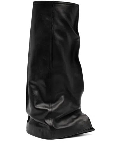 Sacai Black Leather Trousers Medium Tall Boots In 001 Black