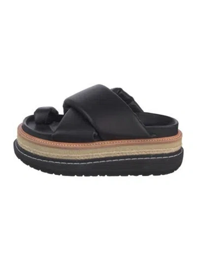 Pre-owned Sacai Leather Braided Accents Slides In Blue