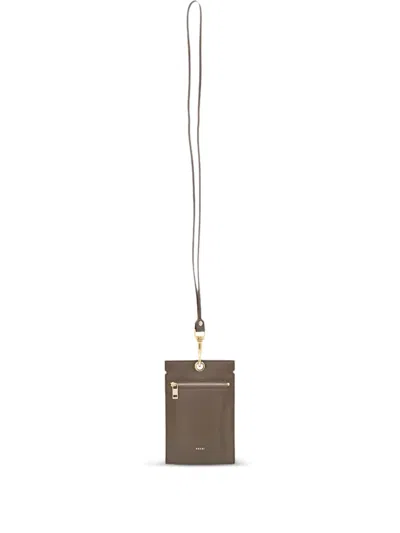 Sacai Leather Cardholder Pouch In Green